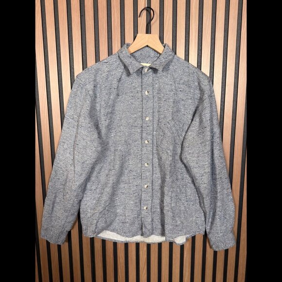 Mollusk Flannel Shirt Medium Mens Blue Button Collared Cotton Poly Heather - Picture 1 of 7